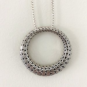 John Hardy Classic Chain Silver Large Round Pendant Necklace 36’